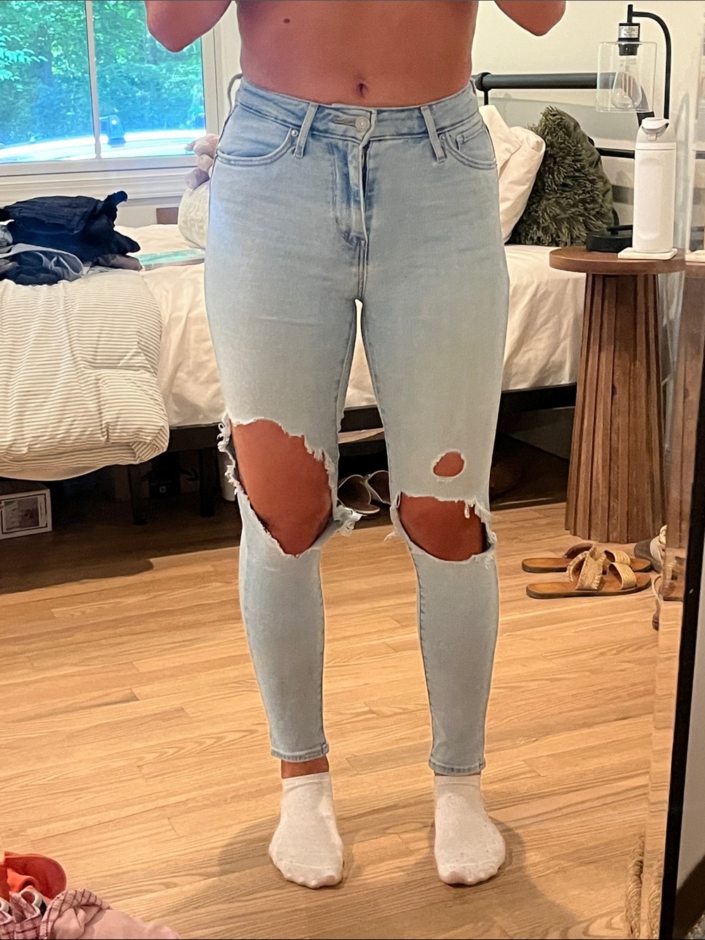 Light Blue Distressed Women Jeans